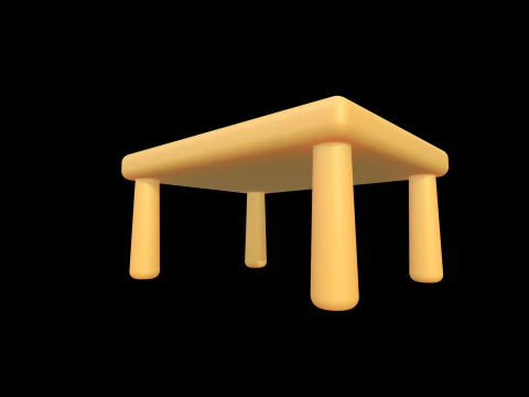 Stylized Soft-Edge Table Cute Minimalist 3D Model