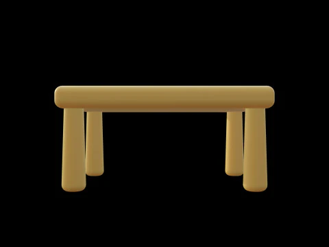 Stylized Soft-Edge Table Cute Minimalist 3D Model
