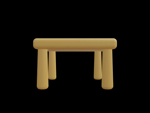 Stylized Soft-Edge Table Cute Minimalist 3D Model