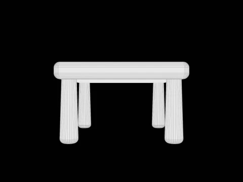 Stylized Soft-Edge Table Cute Minimalist 3D Model