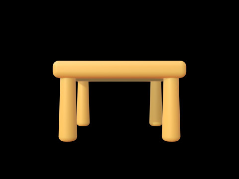 Stylized Soft-Edge Table Cute Minimalist 3D Model