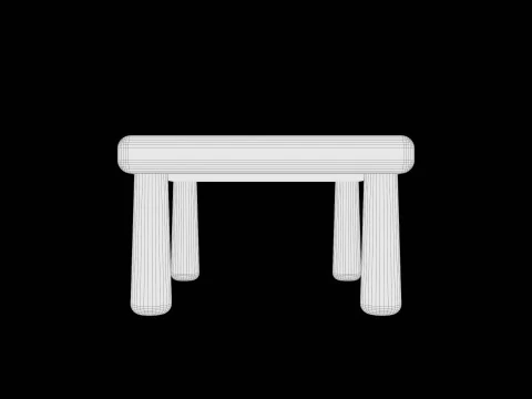 Stylized Soft-Edge Table Cute Minimalist 3D Model