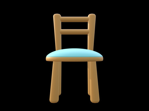 Stylized Soft-Edge Chair Cute Minimalist 3D Model