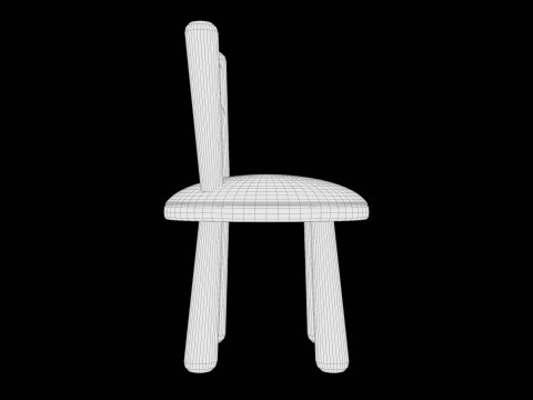 Stylized Soft-Edge Chair Cute Minimalist 3D Model