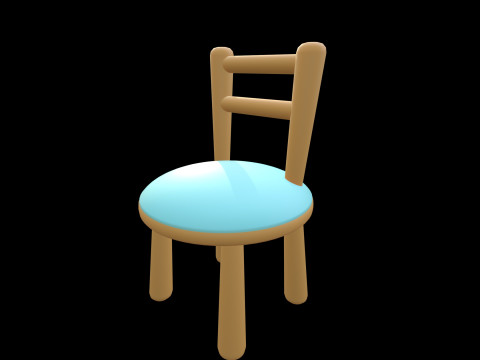 Stylized Soft-Edge Chair Cute Minimalist 3D Model