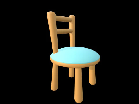 Stilize Yumuşak Kenarlı Sandalye Sevimli Minimalist 3D Model