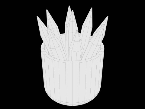 Stilisierte Farbstifte im Becher, süß minimalistisch 3D Modell