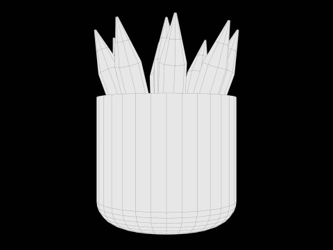Stilisierte Farbstifte im Becher, süß minimalistisch 3D Modell