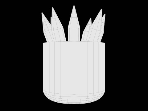 Stilisierte Farbstifte im Becher, süß minimalistisch 3D Modell