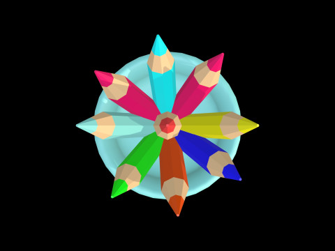 Stilisierte Farbstifte im Becher, süß minimalistisch 3D Modell