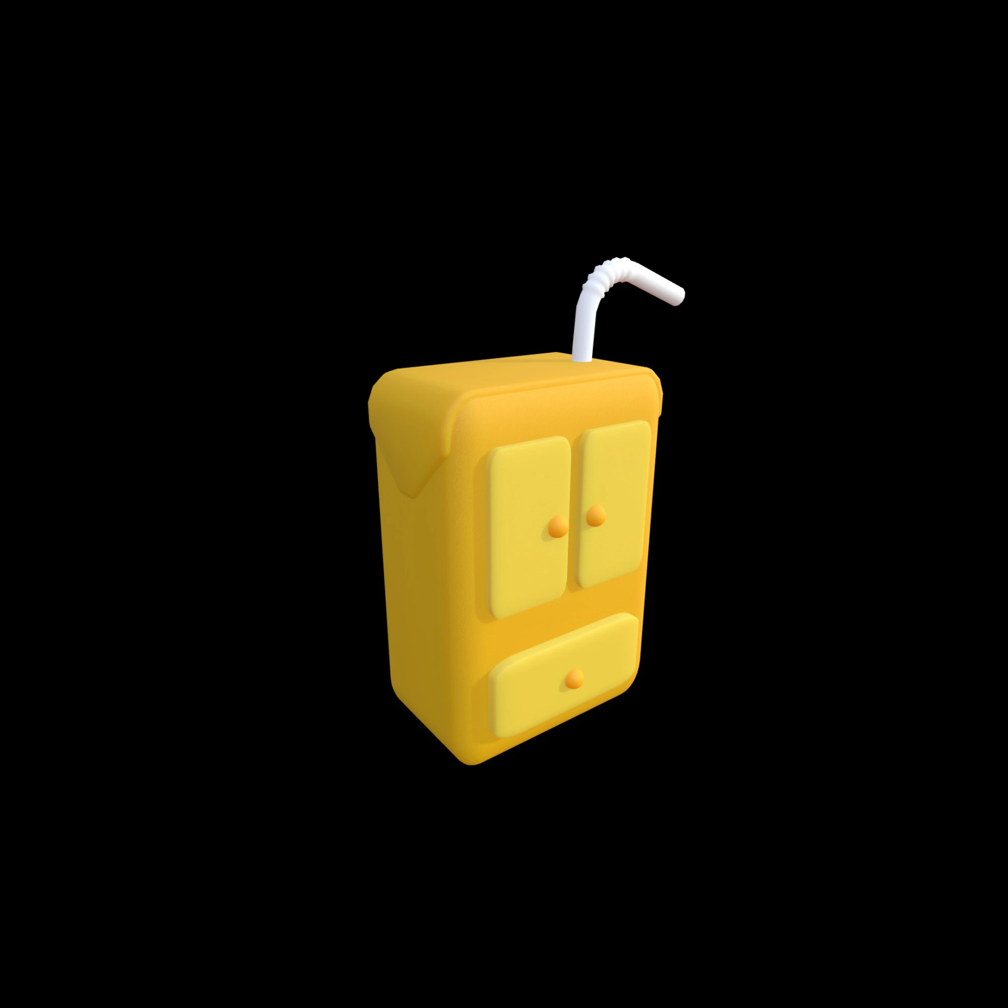 Stylized Mini Cupboard with Straw Cute Cartoon 3D Model .c4d .max .obj .3ds .fbx .stl .blend 