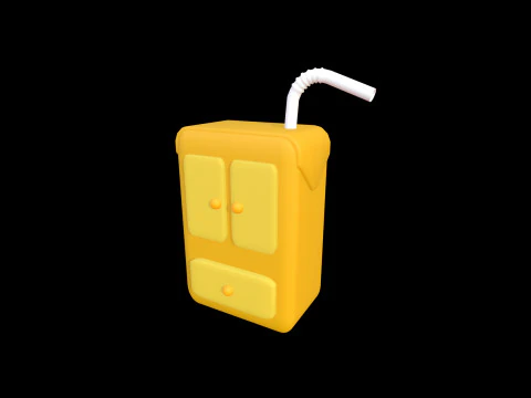 Stylized Mini Cupboard with Straw Cute Cartoon 3D Model