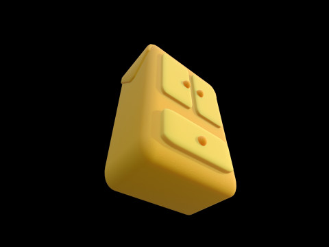 Stylized Mini Cupboard with Straw Cute Cartoon 3D Model