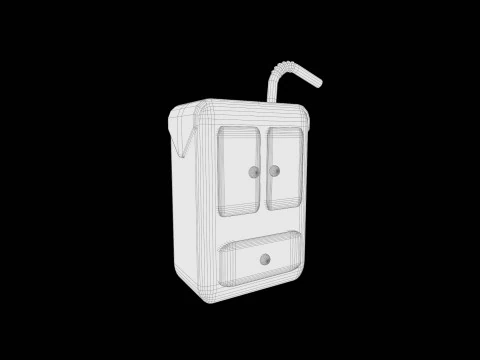 Stylized Mini Cupboard with Straw Cute Cartoon 3D Model