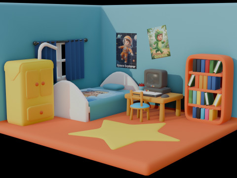 Linda habitación isométrica para niños con escena interior estilizada en 3D Modelo 3D