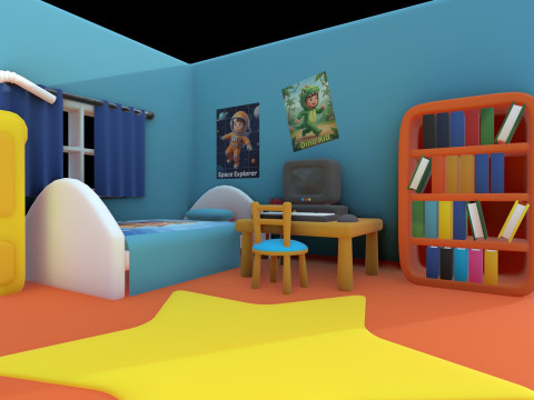 Linda habitación isométrica para niños con escena interior estilizada en 3D Modelo 3D