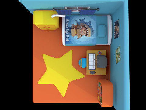 Linda habitación isométrica para niños con escena interior estilizada en 3D Modelo 3D
