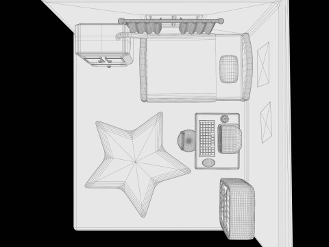 Linda habitación isométrica para niños con escena interior estilizada en 3D Modelo 3D