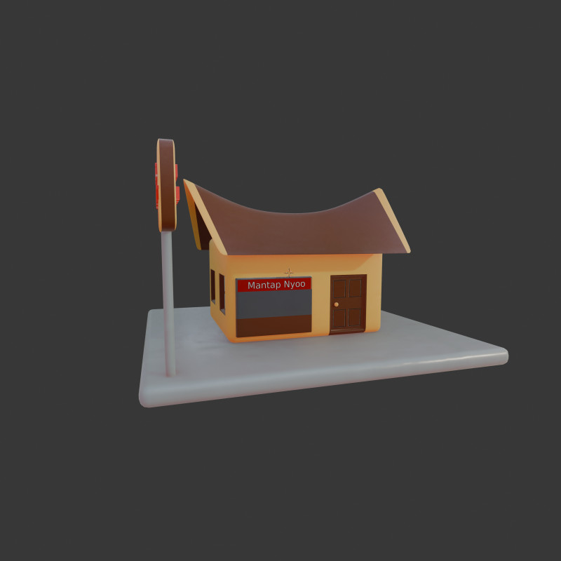 Bâtiment isométrique du restaurant Padang stylisé mignon Modèle 3D .c4d .max .obj .3ds .fbx .stl .blend 