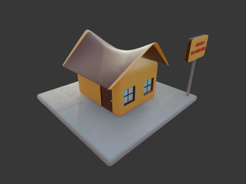 Bâtiment isométrique du restaurant Padang stylisé mignon Modèle 3D