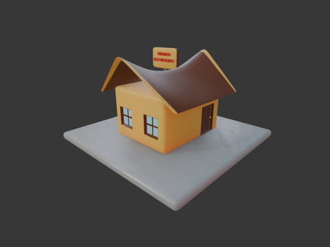 Bâtiment isométrique du restaurant Padang stylisé mignon Modèle 3D