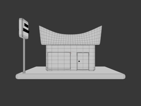 Bâtiment isométrique du restaurant Padang stylisé mignon Modèle 3D