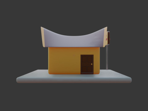 Bâtiment isométrique du restaurant Padang stylisé mignon Modèle 3D