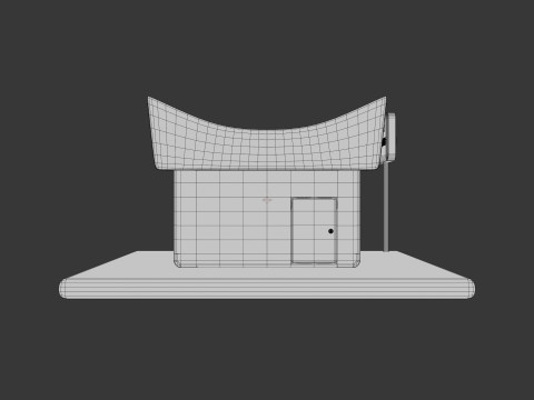 Bâtiment isométrique du restaurant Padang stylisé mignon Modèle 3D