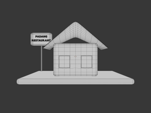 Bâtiment isométrique du restaurant Padang stylisé mignon Modèle 3D
