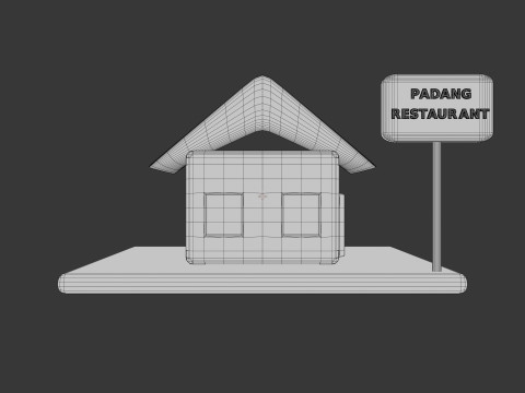 Bâtiment isométrique du restaurant Padang stylisé mignon Modèle 3D