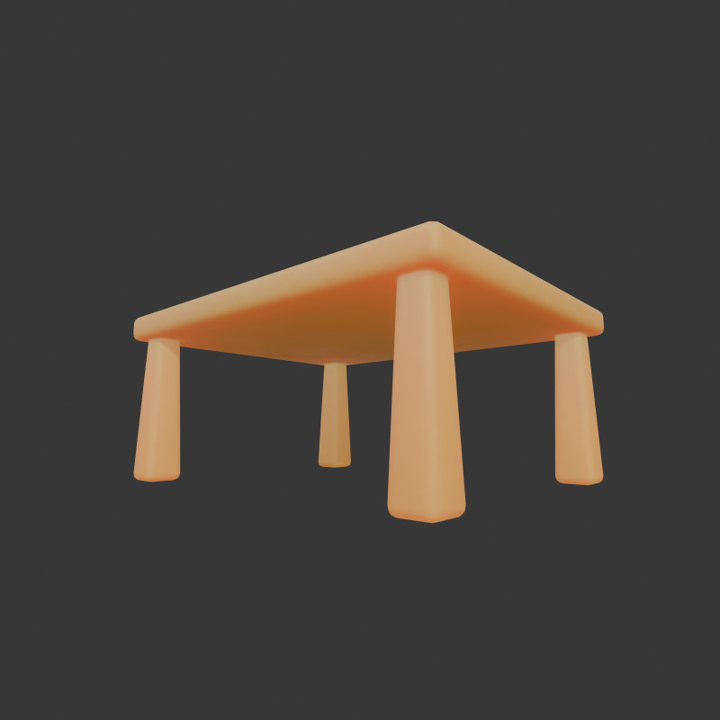 かわいい様式化された正方形のテーブル ミニマリスト 3D 家具 ローポリ 3Dモデル .c4d .max .obj .3ds .fbx .stl .blend 