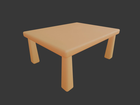 かわいい様式化された正方形のテーブル ミニマリスト 3D 家具 ローポリ 3Dモデル