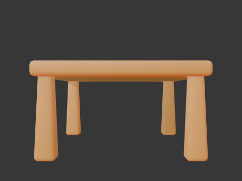 かわいい様式化された正方形のテーブル ミニマリスト 3D 家具 ローポリ 3Dモデル