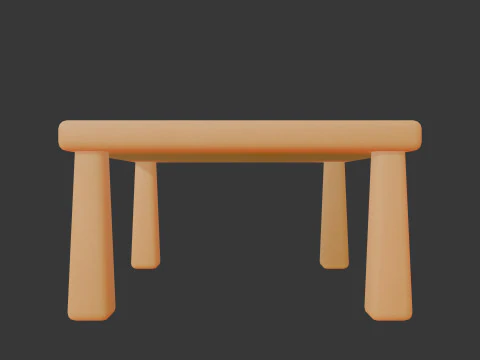 Cute Stylized Square Table Minimalist 3D Furniture Low-poly 3D Model