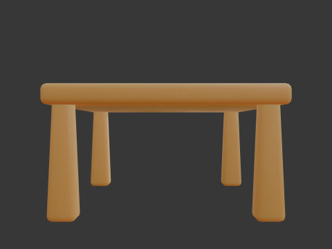 かわいい様式化された正方形のテーブル ミニマリスト 3D 家具 ローポリ 3Dモデル