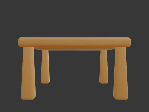 Cute Stylized Square Table Minimalist 3D Furniture Low-poly 3D Model