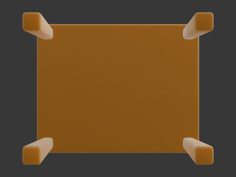 かわいい様式化された正方形のテーブル ミニマリスト 3D 家具 ローポリ 3Dモデル