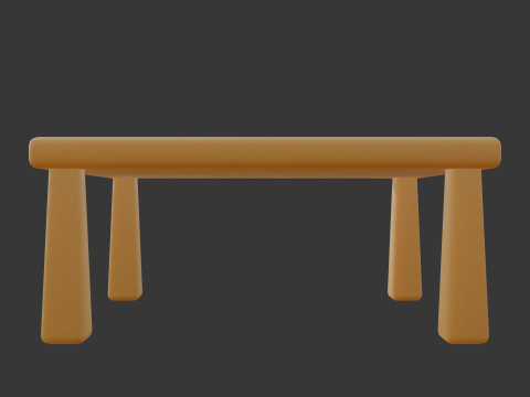 かわいい様式化された正方形のテーブル ミニマリスト 3D 家具 ローポリ 3Dモデル