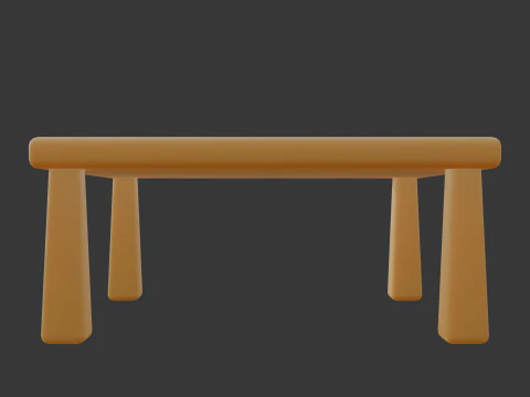 Cute Stylized Square Table Minimalist 3D Furniture Low-poly 3D Model