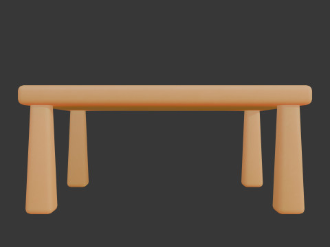 かわいい様式化された正方形のテーブル ミニマリスト 3D 家具 ローポリ 3Dモデル