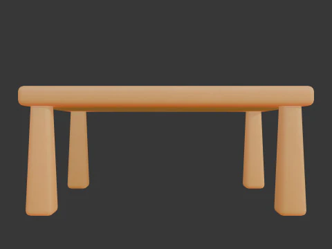 Cute Stylized Square Table Minimalist 3D Furniture Low-poly 3D Model