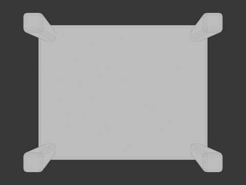 かわいい様式化された正方形のテーブル ミニマリスト 3D 家具 ローポリ 3Dモデル