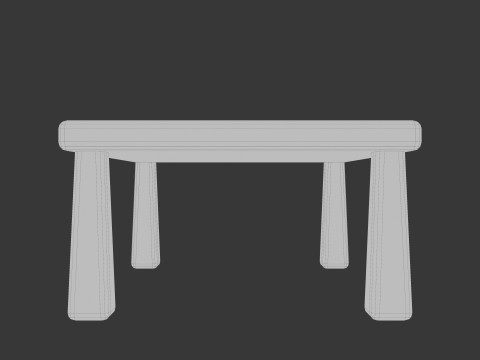 かわいい様式化された正方形のテーブル ミニマリスト 3D 家具 ローポリ 3Dモデル