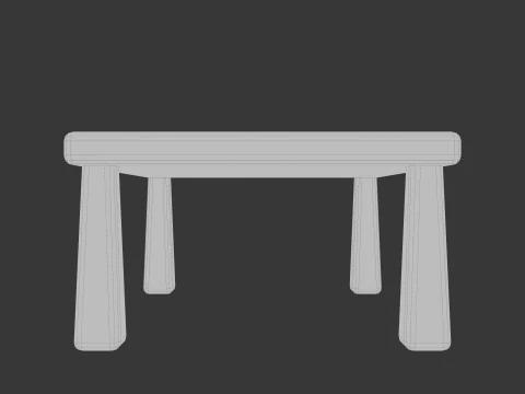Cute Stylized Square Table Minimalist 3D Furniture Low-poly 3D Model
