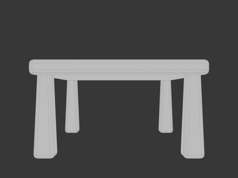 かわいい様式化された正方形のテーブル ミニマリスト 3D 家具 ローポリ 3Dモデル