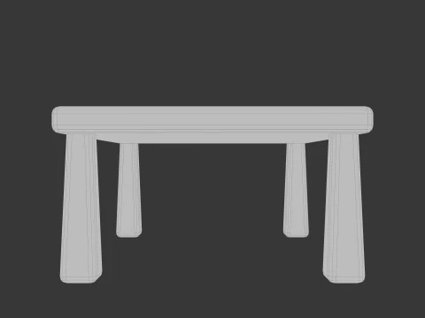 Cute Stylized Square Table Minimalist 3D Furniture Low-poly 3D Model