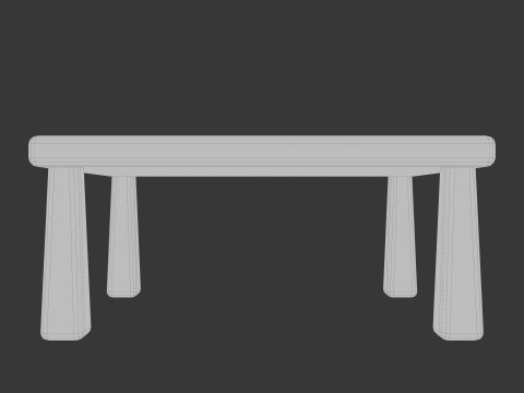 かわいい様式化された正方形のテーブル ミニマリスト 3D 家具 ローポリ 3Dモデル