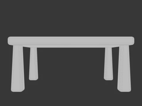 Cute Stylized Square Table Minimalist 3D Furniture Low-poly 3D Model