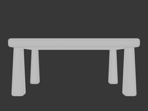 かわいい様式化された正方形のテーブル ミニマリスト 3D 家具 ローポリ 3Dモデル