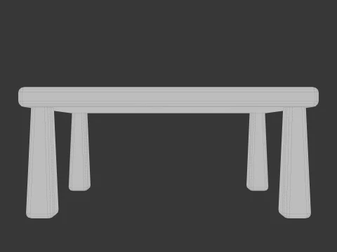 Cute Stylized Square Table Minimalist 3D Furniture Low-poly 3D Model